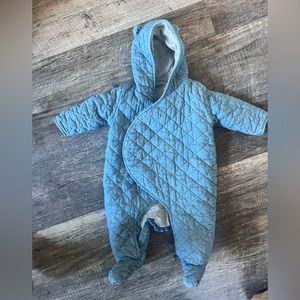 GAP Quilted Chambray Bear One Piece Suit Cotton Lining 6-12m